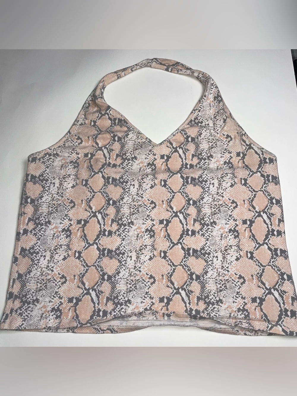 American Eagle XL Pink Snakeskin Pattern Halter Neck Cotton Blend Crop Top